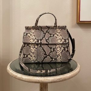 Tory Burch T Block Snake Leather Satchel